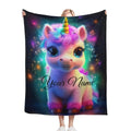 Personalized Cosmic Unicorn Blanket - Magical Galaxy Flannel Fleece Throw Super Soft Custom Name Gift