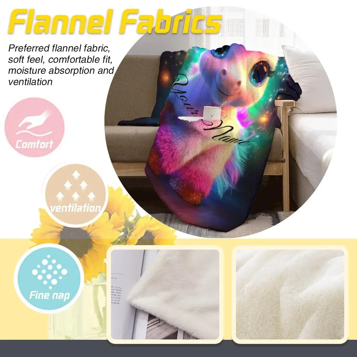 Personalized Cosmic Unicorn Blanket - Magical Galaxy Flannel Fleece Throw Super Soft Custom Name Gift