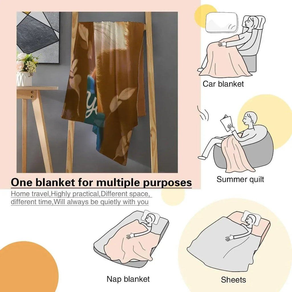 Personalized Fox Blanket: Enchanted Forest Flannel Fleece Throw, Kids Name Gift