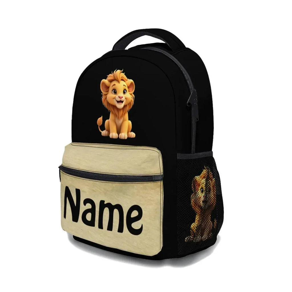 Personalized Lion Kids School Set: Backpack, Lunch Tote & Pen Pouch, Name Gift