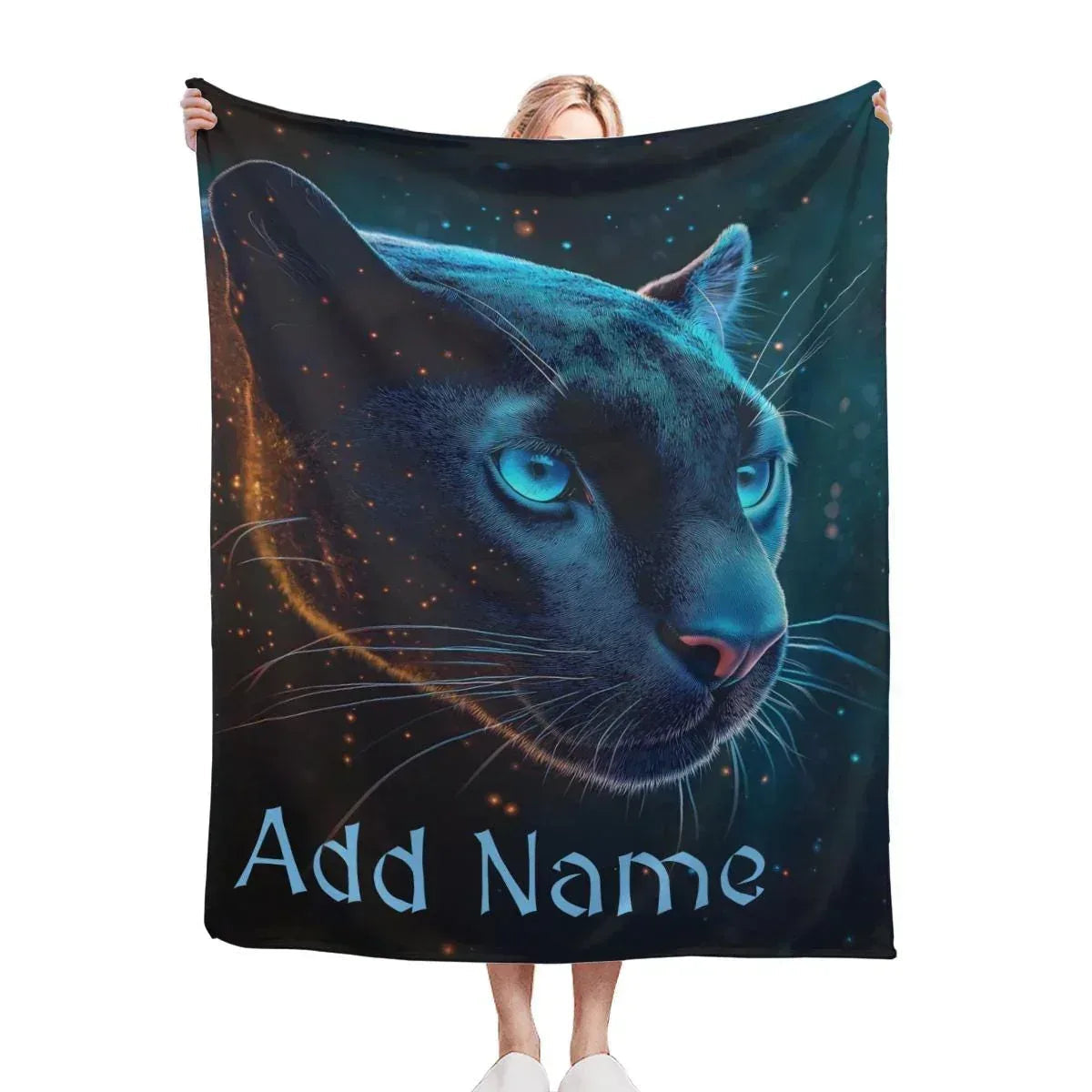 Personalized Black Panther Blanket: Cosmic Starry Night Soft Throw, Soft Flannel Fleece