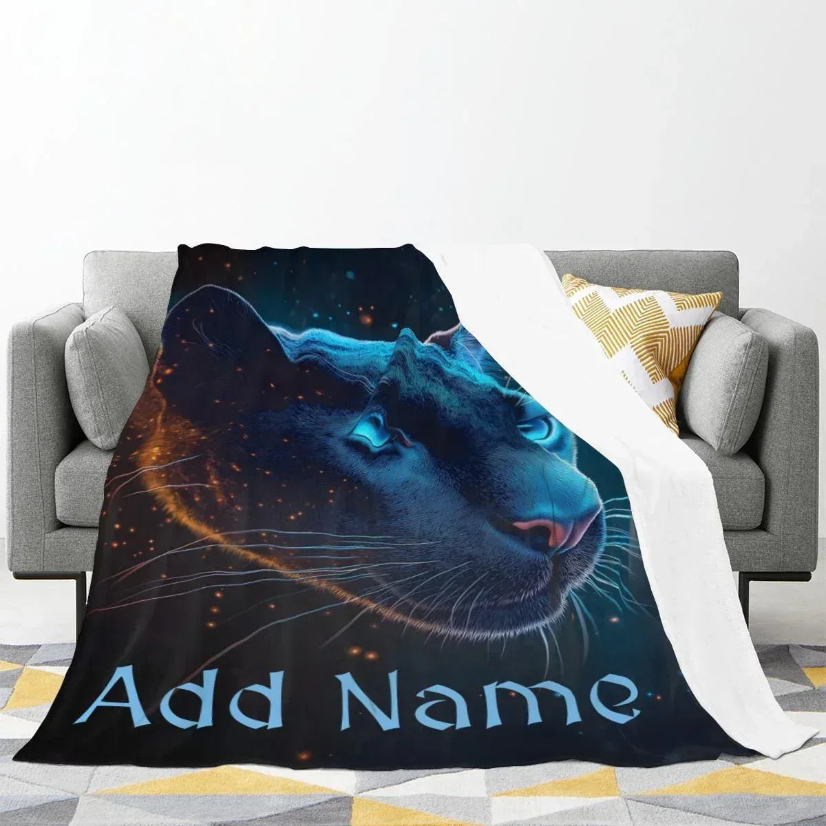 Personalized Black Panther Blanket: Cosmic Starry Night Soft Throw, Soft Flannel Fleece