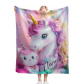 Personalized Hello Kitty Unicorn Blanket: Flannel Fleece Throw, Super Soft Name Gift