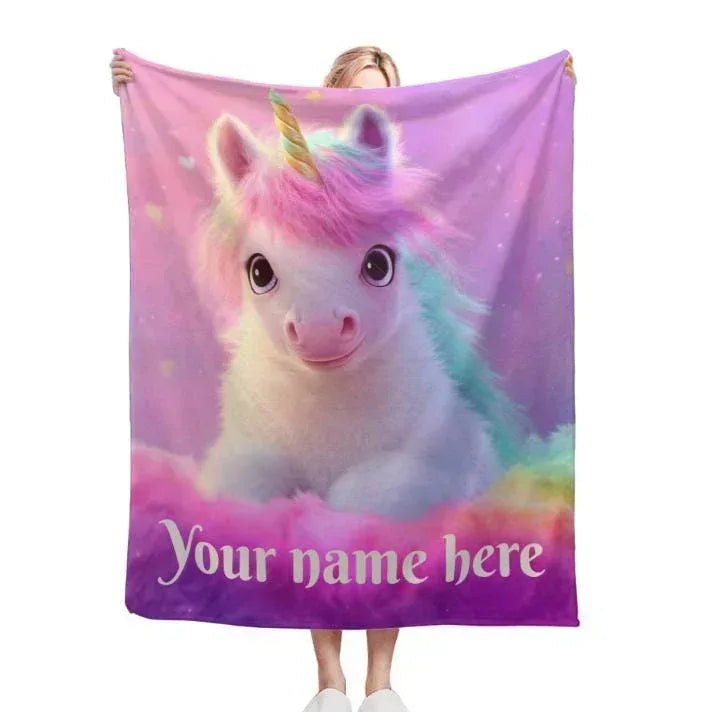 Personalized Unicorn Blanket: Pink T21 Awareness Fleece Throw