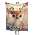 Personalized Forest Deer Blanket - Whimsical Nature Throw Custom Name Woodland Gift
