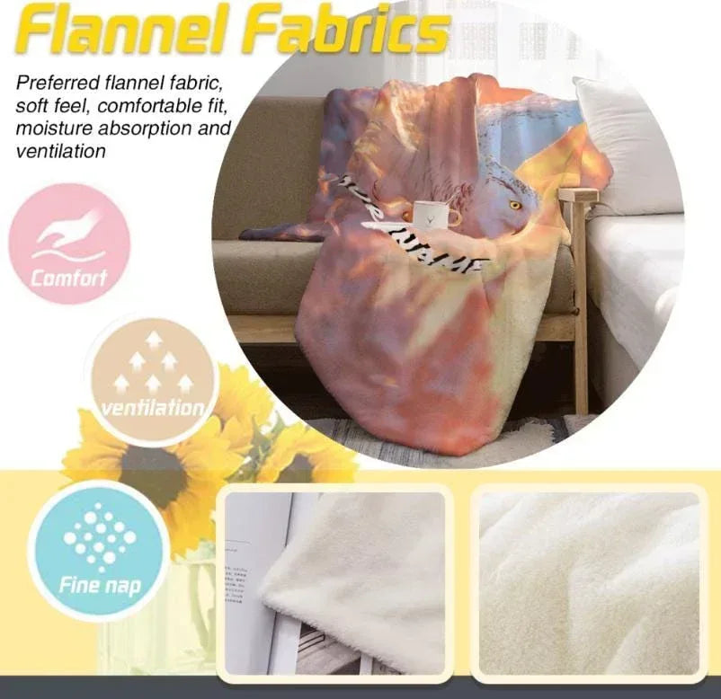 Personalized Wizard Owl Flannel Blanket: Enchanted Castle Fleece Throw, Soft Custom Name Gift Bird