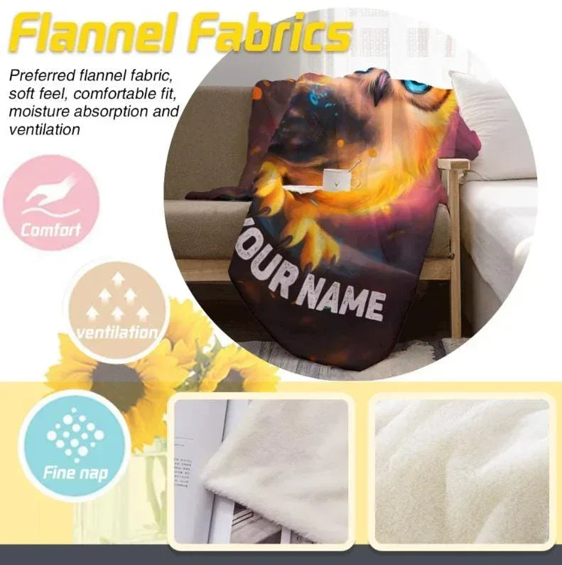 Personalized Cosmic Owl Blanket - Mystical Spirit Animal Throw, Custom Name Gift