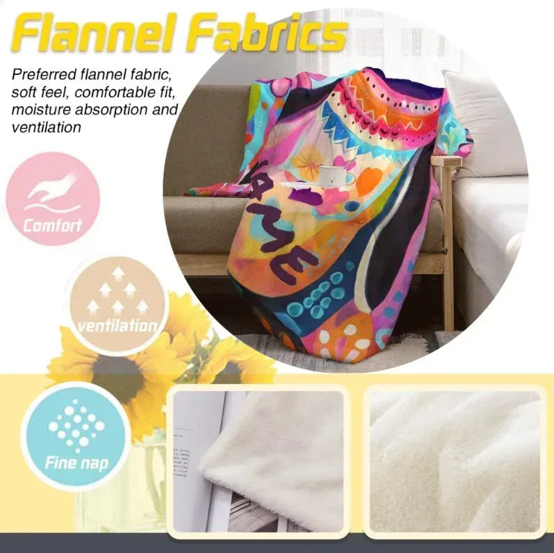 Personalized Penguin Blanket: Colorful Arctic Animal Happy Playful Flannel Fleece Throw, Soft Name Gift