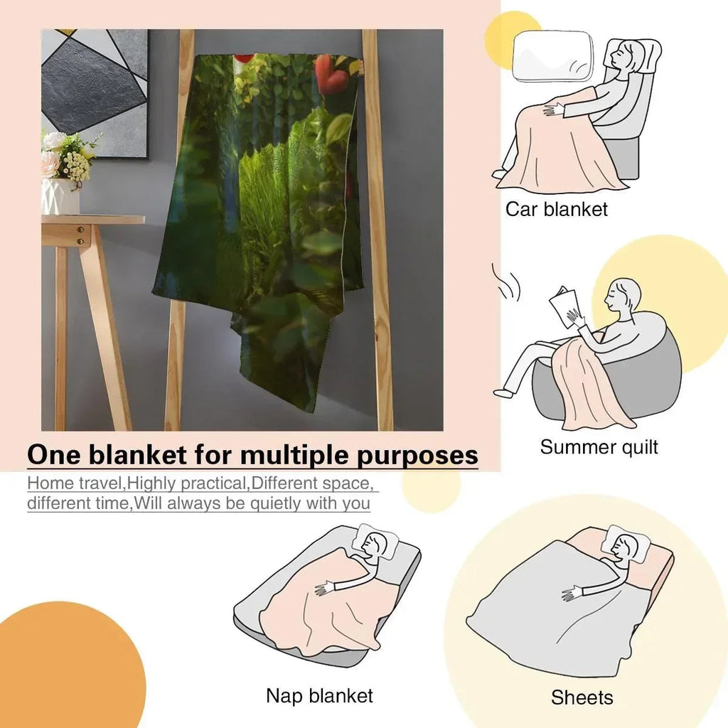 Personalized Garden Heart Blanket: Lush Greenery Plant Microfiber Fleece Throw, Romantic, Lovely Gift