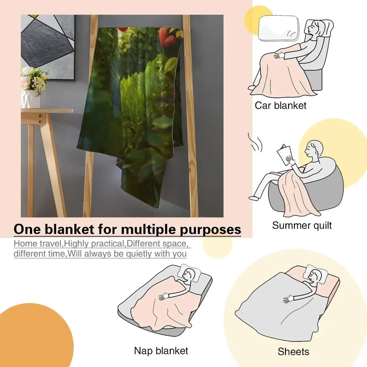 Personalized Garden Heart Blanket: Lush Greenery Plant Microfiber Fleece Throw, Romantic, Lovely Gift