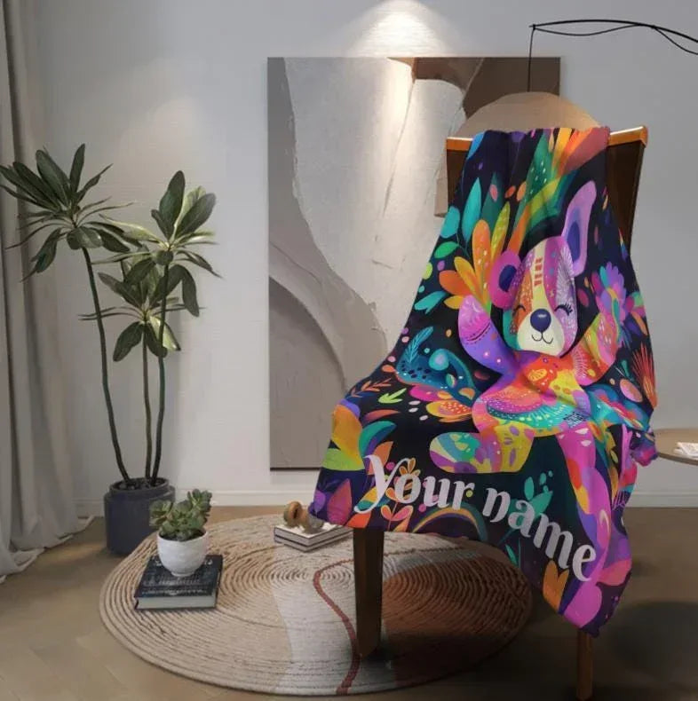 Personalized Teddy Bear Blanket: Patchwork Maximalist Throw