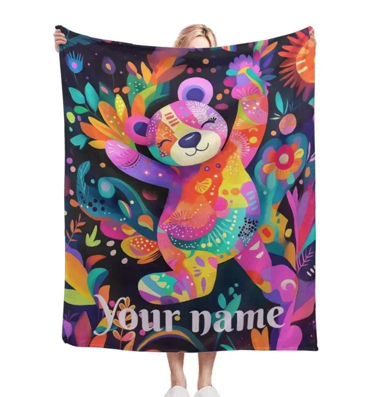 Personalized Teddy Bear Blanket: Patchwork Maximalist Throw