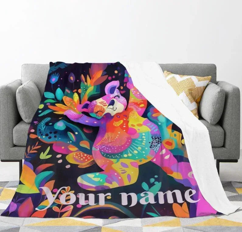 Personalized Teddy Bear Blanket: Patchwork Maximalist Throw