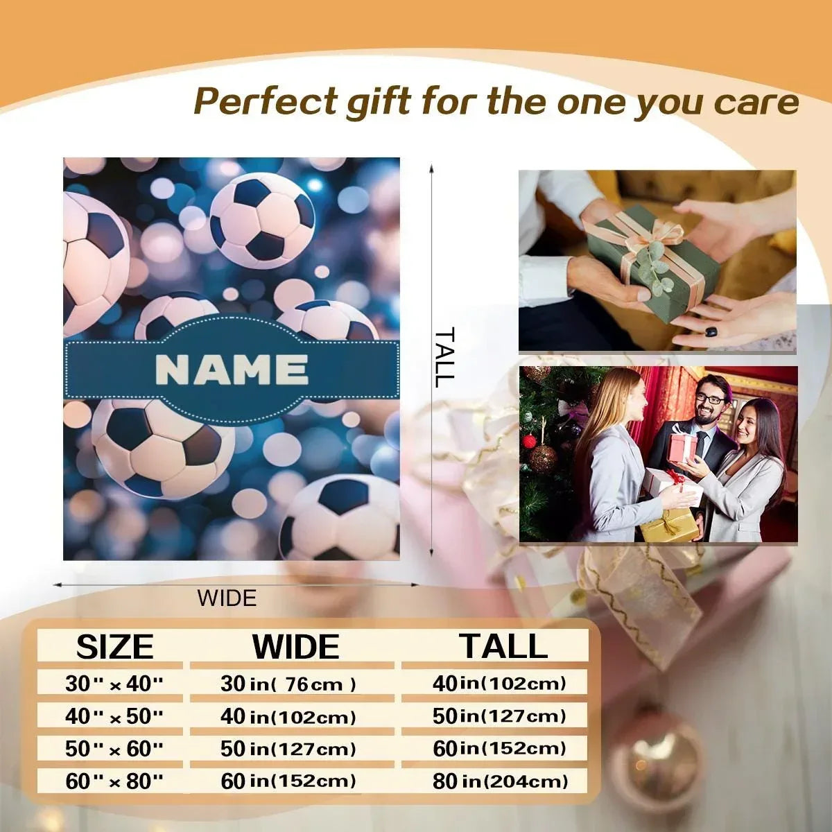 Personalized Football Blanket: Soft Microfiber Flannel Fleece Throw for Soccer Fans, Sport Name Gift