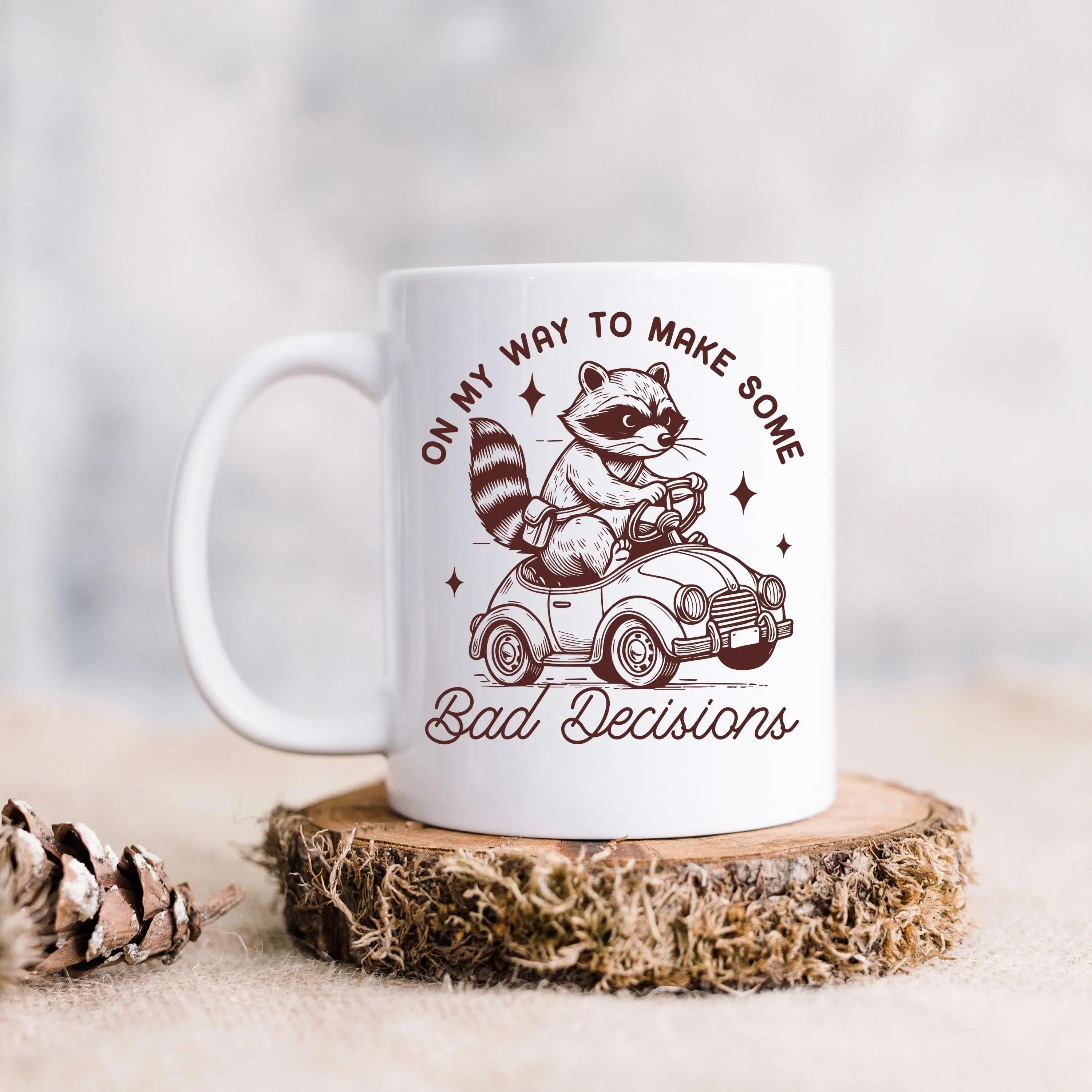 Raccoon Mug On My Way to Make Some Bad Decisions – Funny Raccoon Coffee Mug - Raccoon Driving Humor Gift