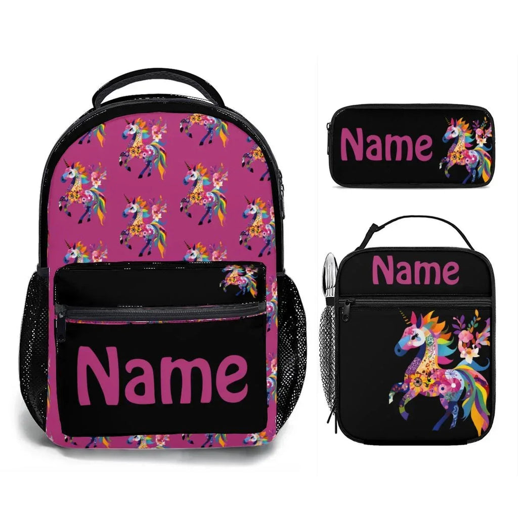 Personalized Kids School Set: Backpack, Lunch Tote & Pen Pouch, Name Gift