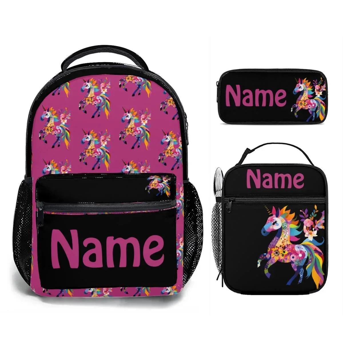 Personalized Kids School Set: Backpack, Lunch Tote & Pen Pouch, Name Gift
