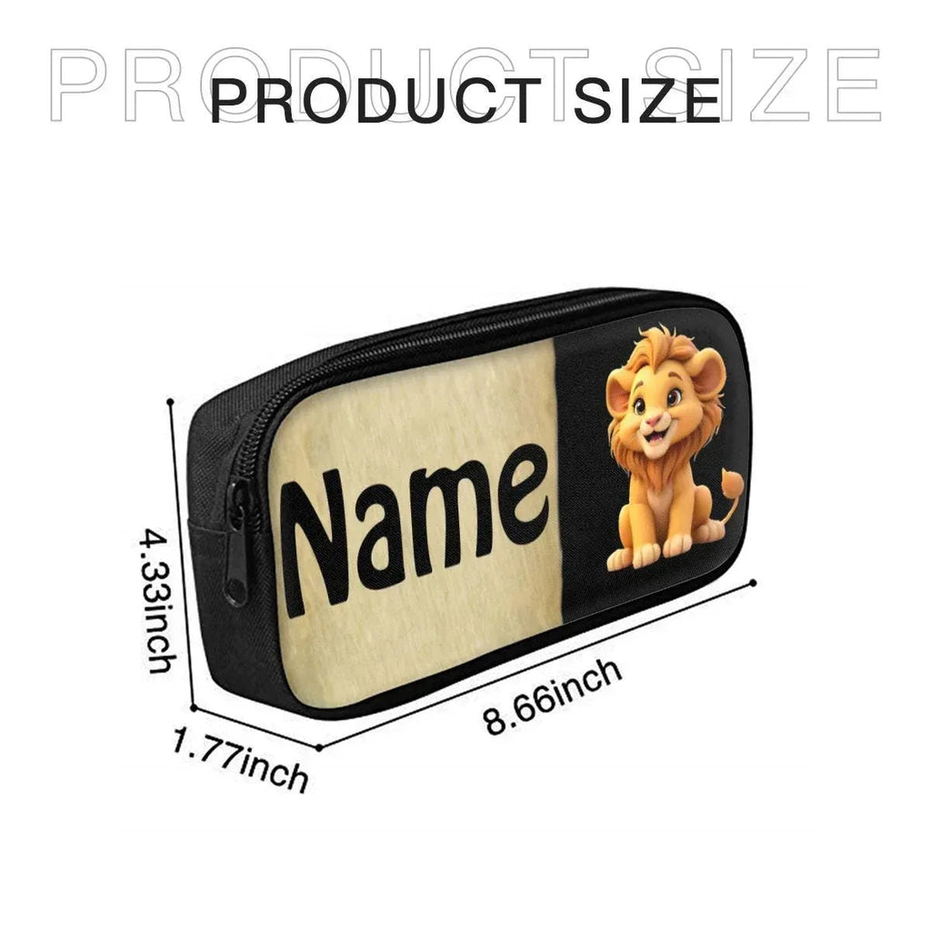 Personalized Lion Kids School Set: Backpack, Lunch Tote & Pen Pouch, Name Gift