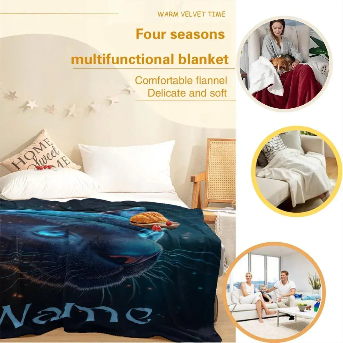 Personalized Black Panther Blanket: Cosmic Starry Night Soft Throw, Soft Flannel Fleece