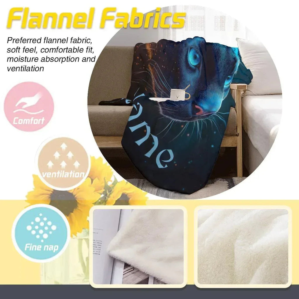 Personalized Black Panther Blanket: Cosmic Starry Night Soft Throw, Soft Flannel Fleece