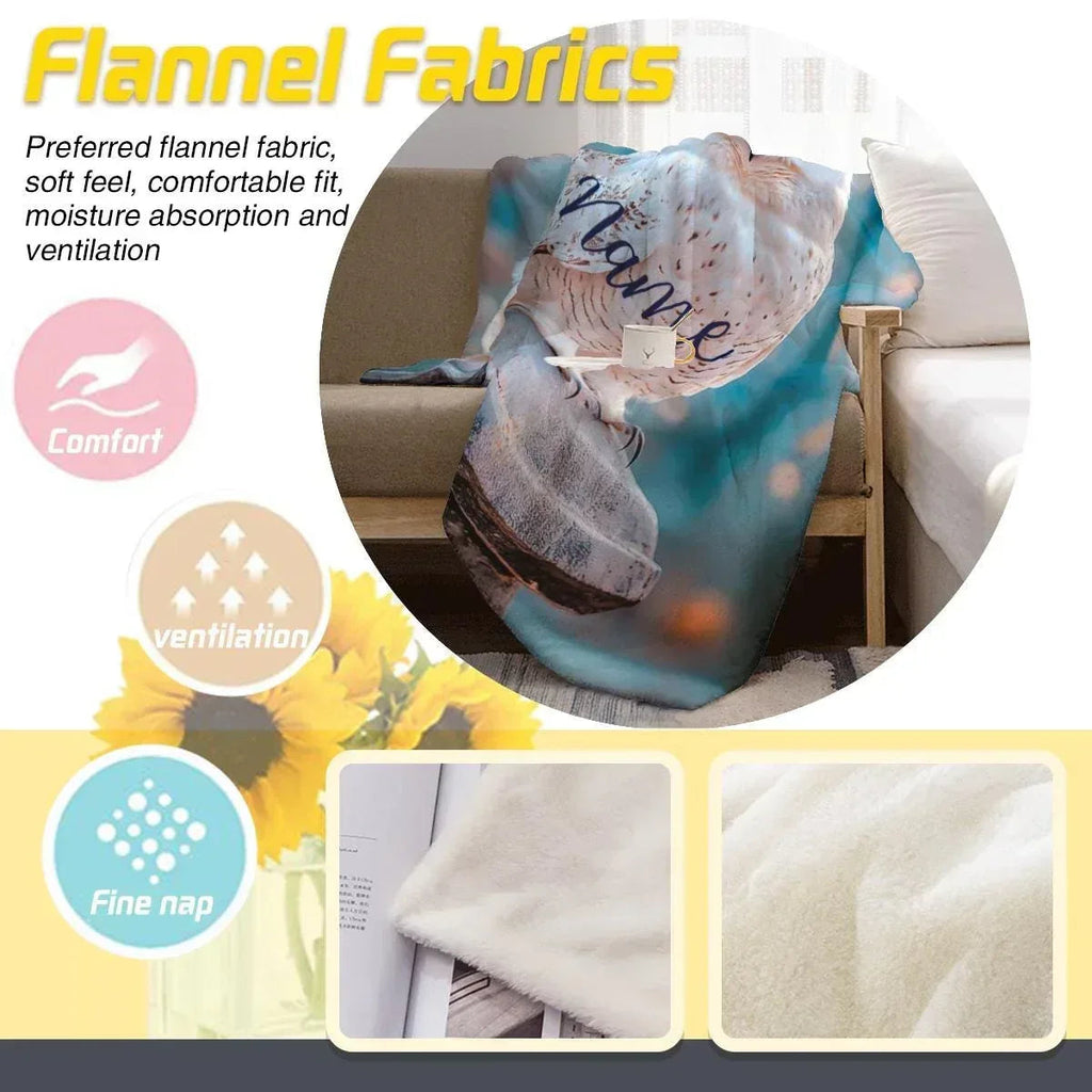 Personalized Wizard Owl Blanket – Magical Flannel Fleece Throw, Name Gift