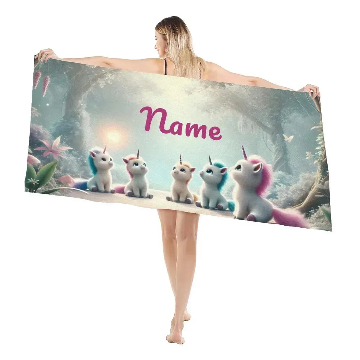Personalized Unicorn Beach Towel: Soft Microfiber Summer Accessory, Swimming pool Towel