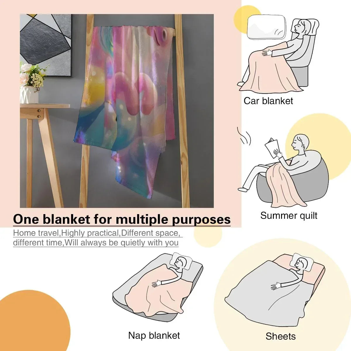 Personalized Kitty& Unicorn Fleece Blanket: Custom Name Throw, Soft Flannel