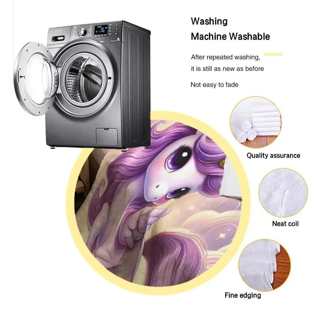 Personalized Unicorn Blanket: Enchanted Purple Fantasy Throw, Flannel Fleece Name Gift