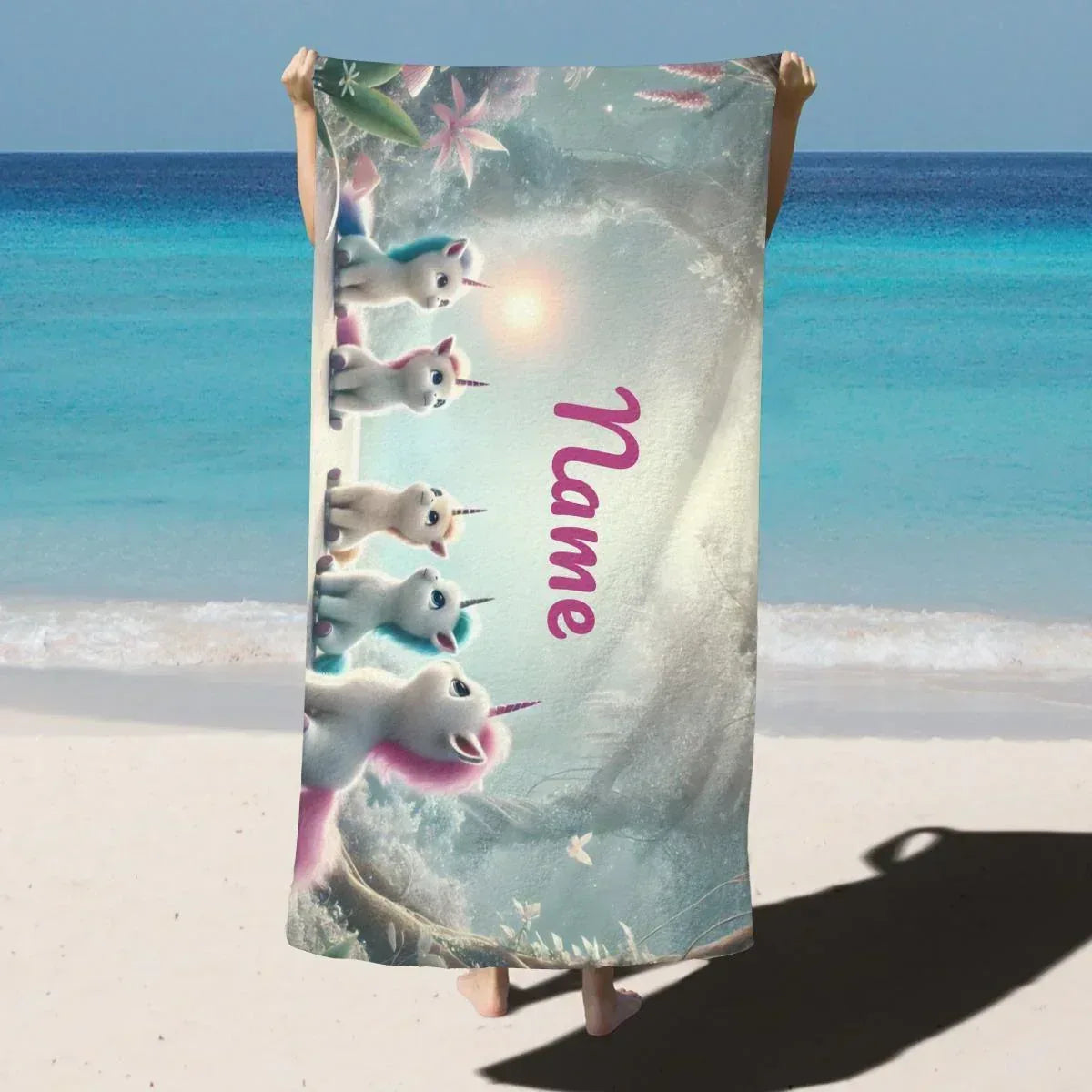 Personalized Unicorn Beach Towel: Soft Microfiber Summer Accessory, Swimming pool Towel