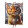 Personalized Baby Tiger Blanket - Soft Microfiber Jungle Throw Custom Name Gift