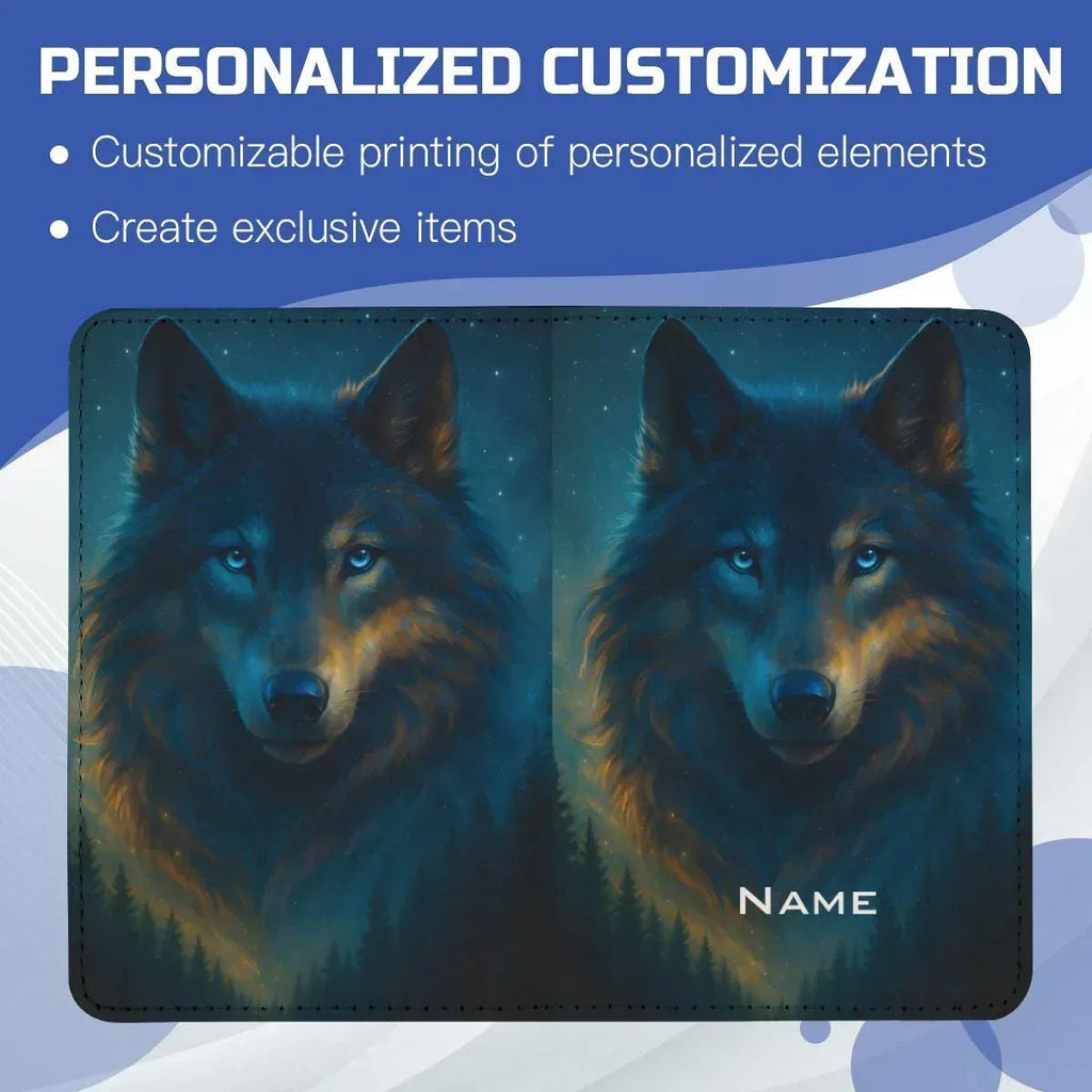 Personalized Mystical Wolf Passport Holder: Custom Travel Wallet