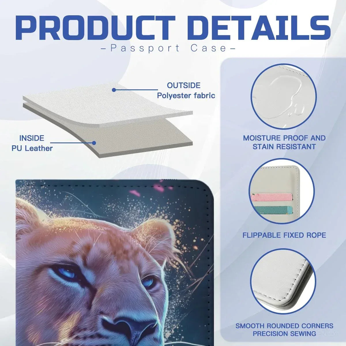 Personalized Lion Passport Holder: Starry Galaxy Travel Wallet, Holiday