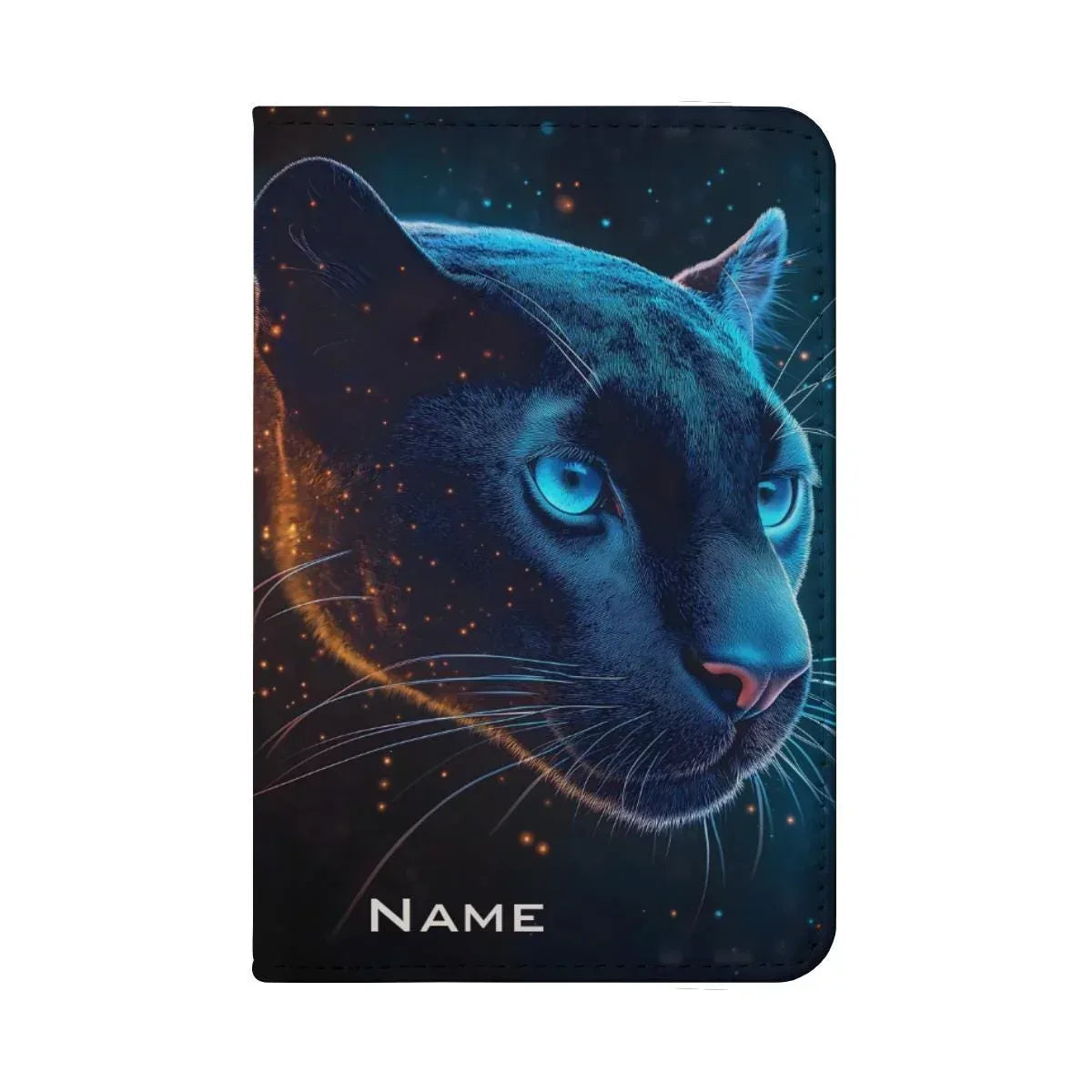 Personalized Celestial Panther Passport Holder: Cosmic Jungle Travel Wallet, Holiday