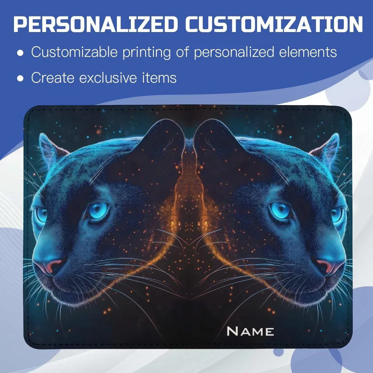 Personalized Celestial Panther Passport Holder: Cosmic Jungle Travel Wallet, Holiday