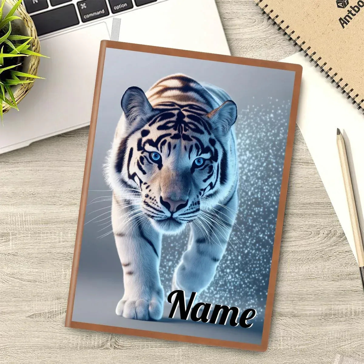 Personalized Blue Tiger Notebook: A5 Jungle Cat Journal for Writing, Keepsake Diary, Name Gift