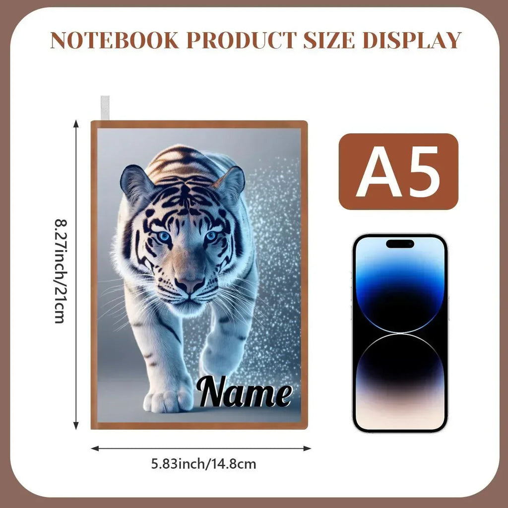 Personalized Blue Tiger Notebook: A5 Jungle Cat Journal for Writing, Keepsake Diary, Name Gift