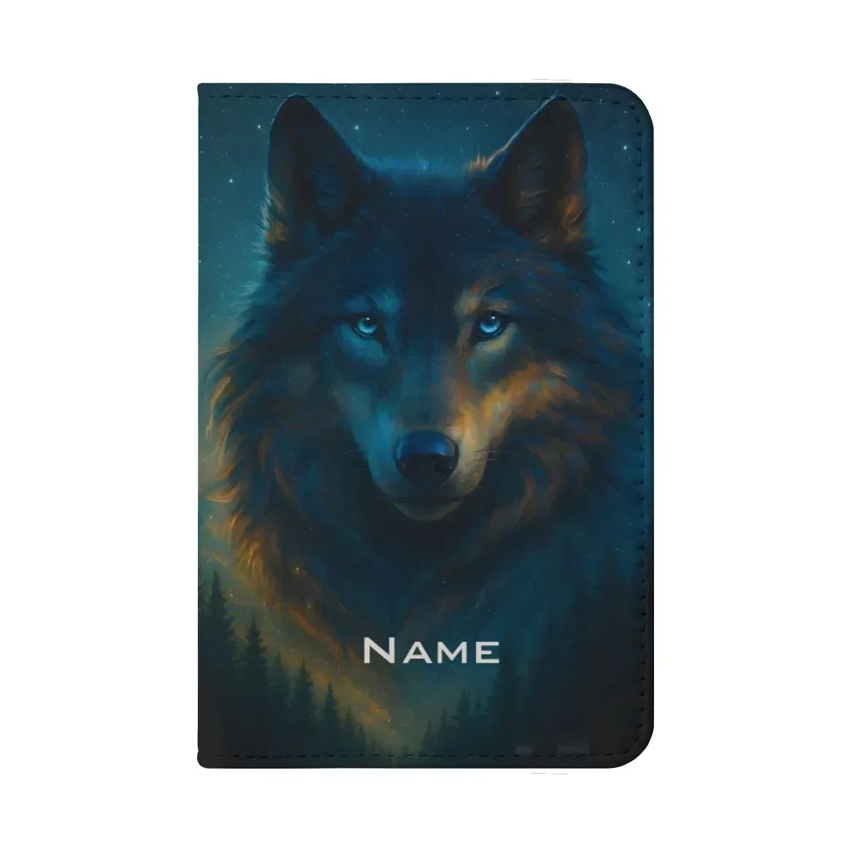 Personalized Mystical Wolf Passport Holder: Custom Travel Wallet