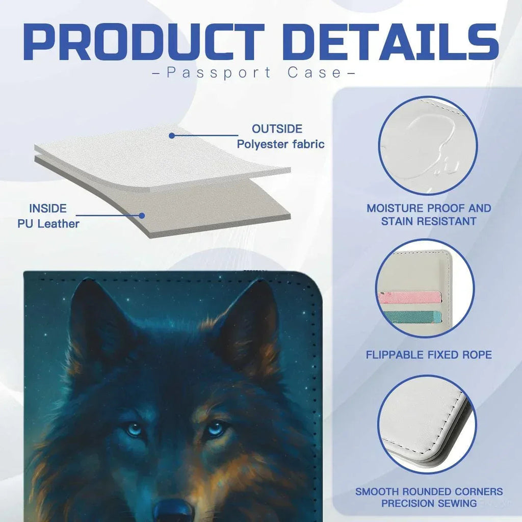 Personalized Mystical Wolf Passport Holder: Custom Travel Wallet