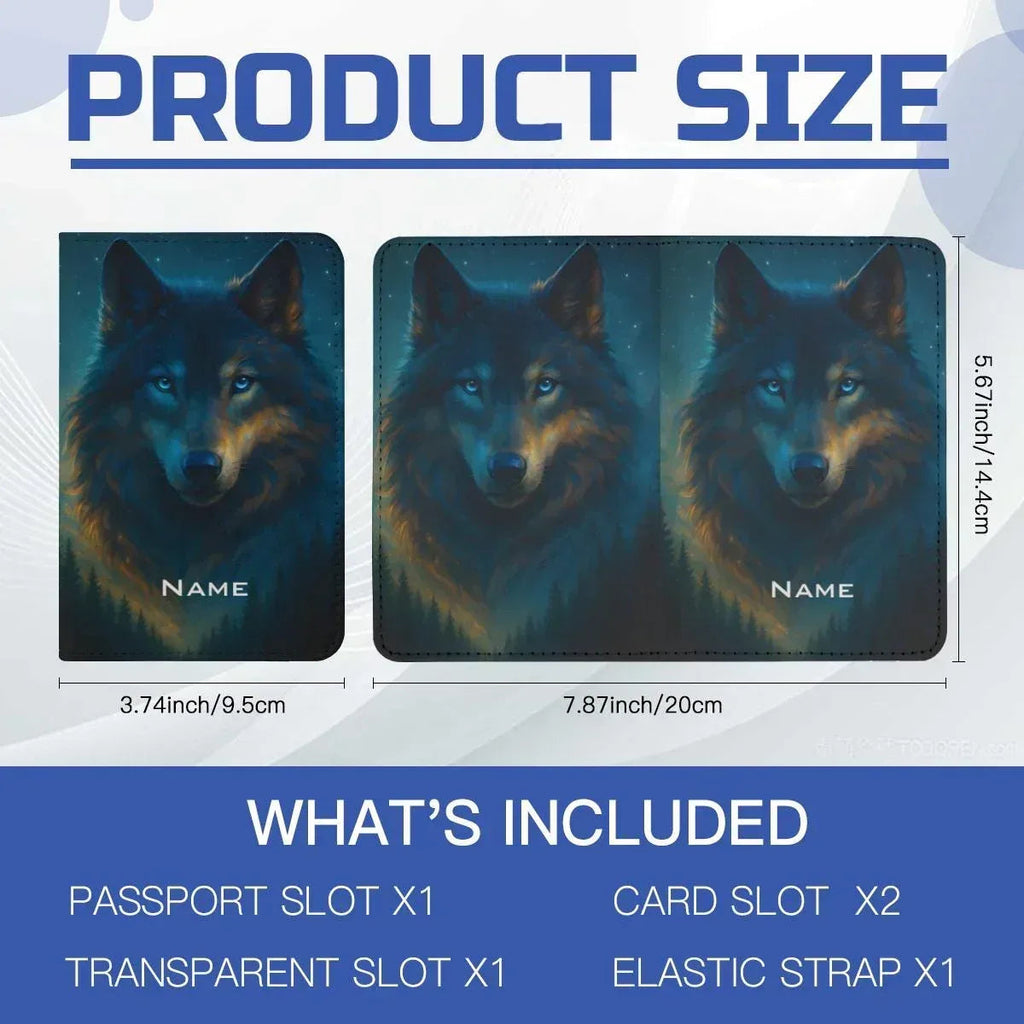 Personalized Mystical Wolf Passport Holder: Custom Travel Wallet