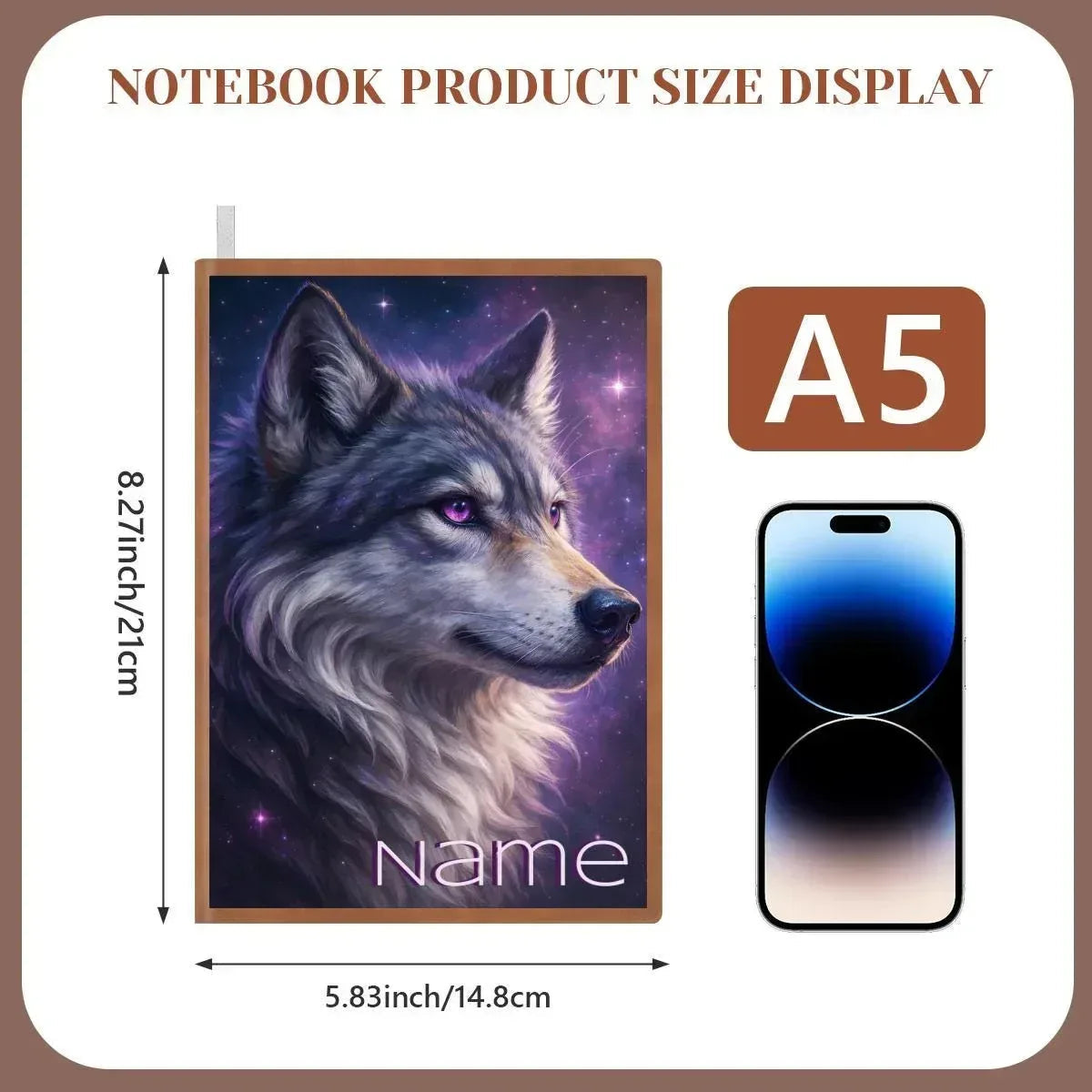 Personalized Mystical Wolf Journal: Galaxy A5 Notebook for Writing, Diary Keepsake