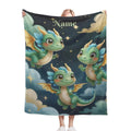 Personalized Green Dragon Blanket: Starry Night Bedroom Decor, Flannel Fleece Throw