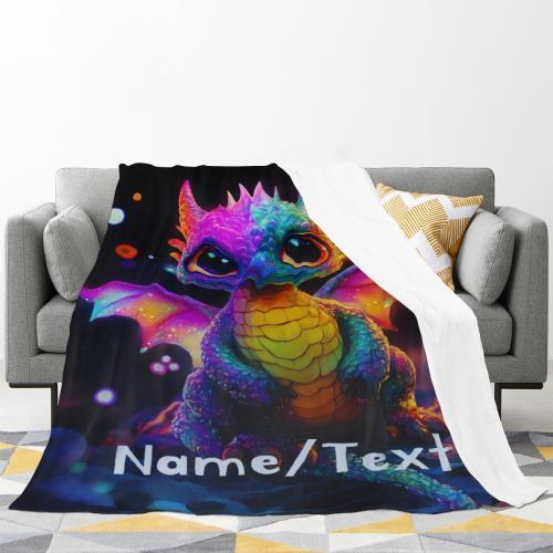 Personalized Glowing Rainbow Dragon Blanket: Soft Flannel Fleece Throw