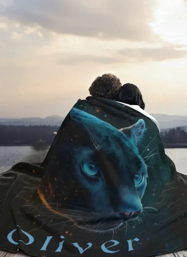 Personalized Black Panther Blanket: Cosmic Starry Night Soft Throw, Soft Flannel Fleece