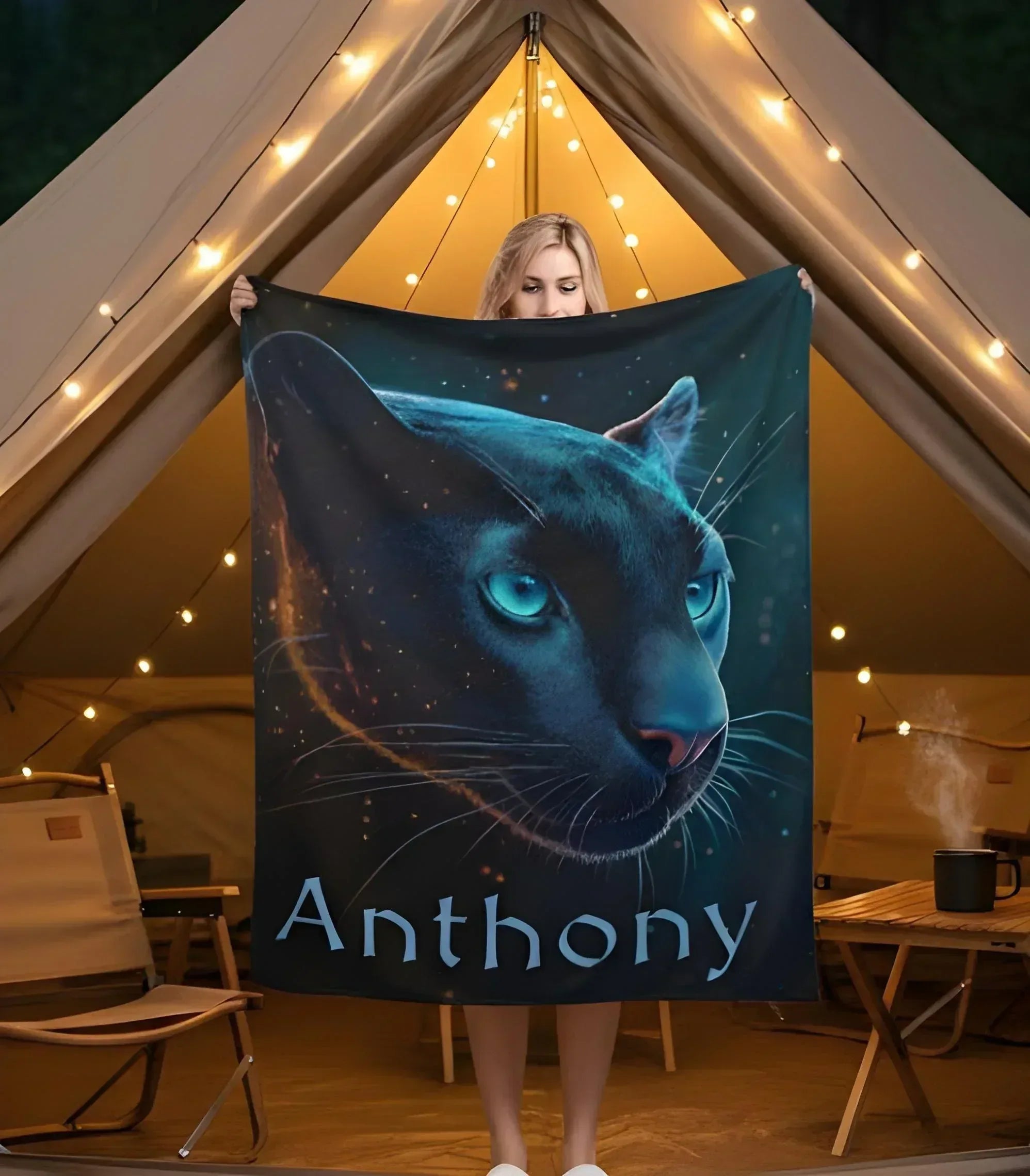 Personalized Black Panther Blanket: Cosmic Starry Night Soft Throw, Soft Flannel Fleece