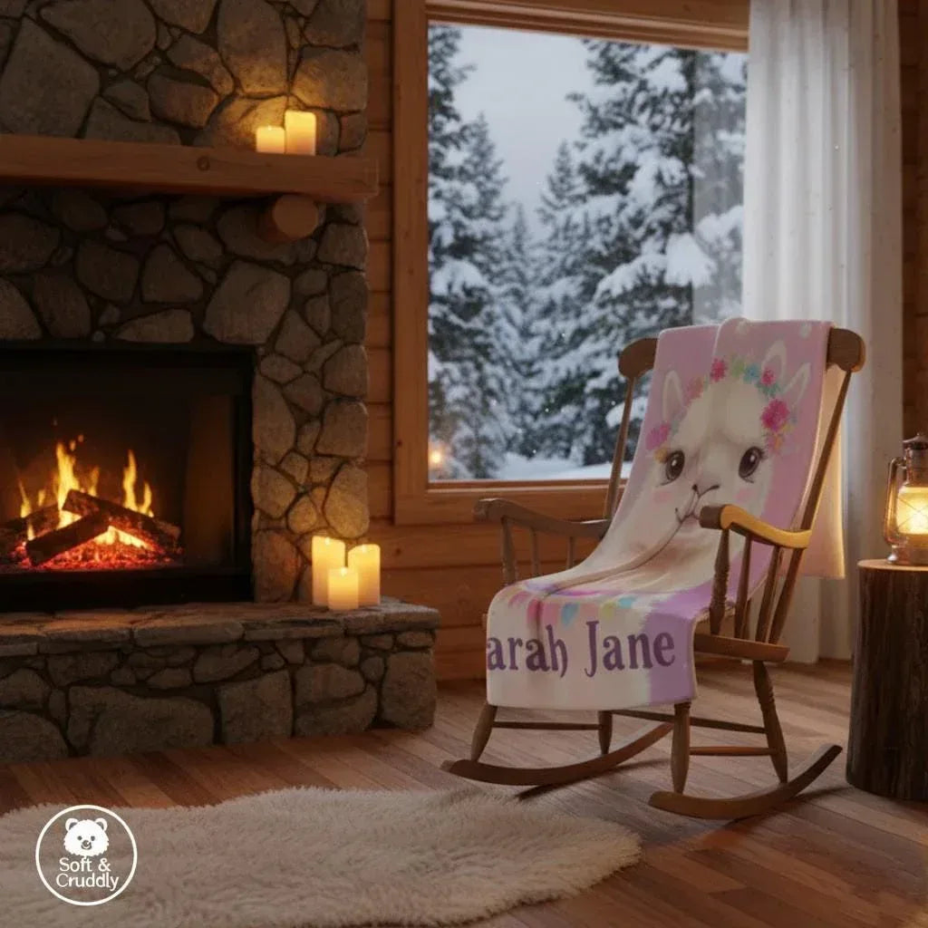 Personalized Llama Fleece Blanket: Alpaca Custom Name Throw