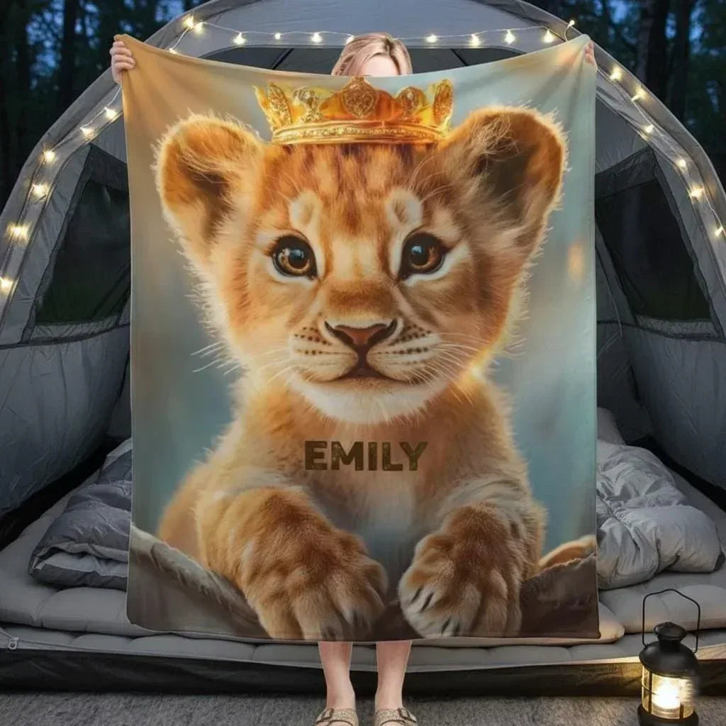 Customizable Lion King Baby Blanket: Simba Cub Keepsake Throw, Flannel Fleece Name Gift