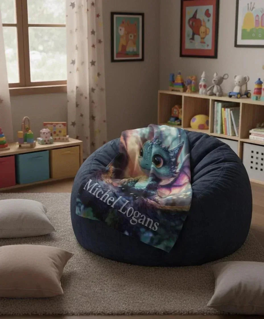 Personalized Dragon Blanket: Magical Flannel Fleece Throw, Super Soft Name Gift