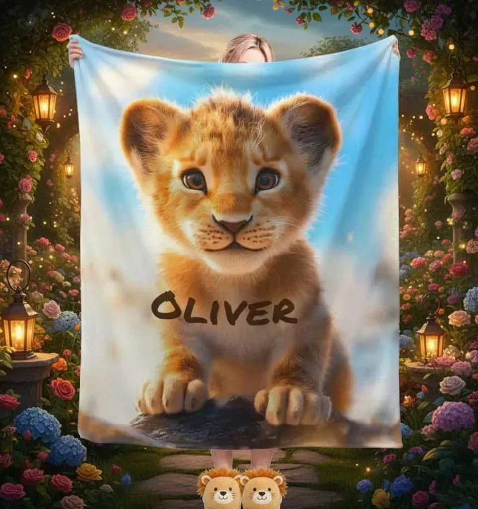 Personalized Baby Lion King Blanket: Soft Flannel Throw, Custom Name Gift