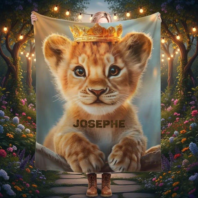 Customizable Lion King Baby Blanket: Simba Cub Keepsake Throw, Flannel Fleece Name Gift