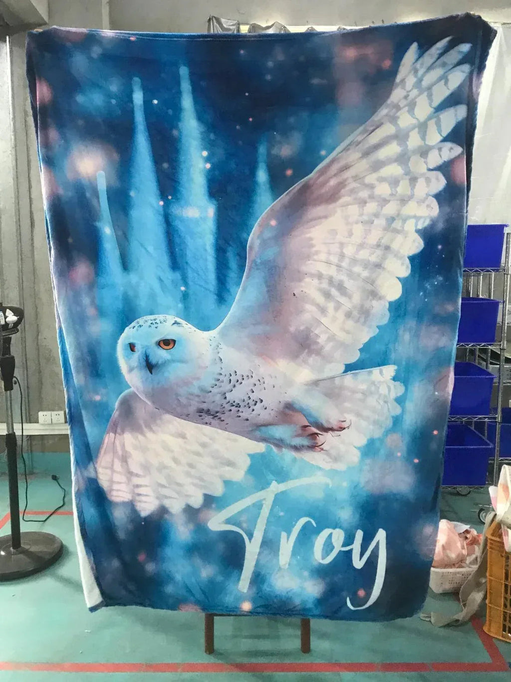 Personalized Wizarding Owl Blanket: Harry Potter Theme, Custom Flannel Fleece Name Throw